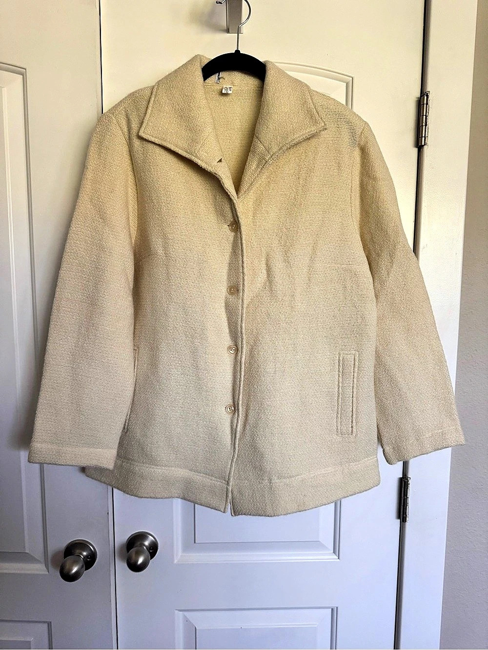 Vintage Cream Wool Jacket Size L